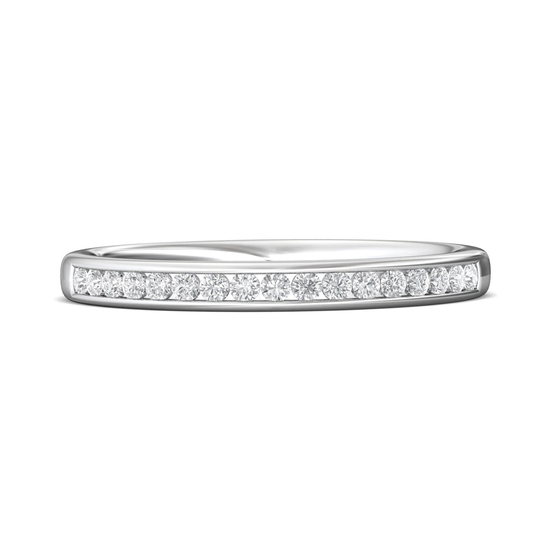 18K Gold White Channel/Shared Prong Wedding Band from the Channel/Shared Prong collection - DWBC1-.25_18KW