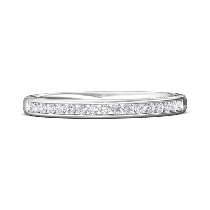 18K Gold White Channel/Shared Prong Wedding Band from the Channel/Shared Prong collection - DWBC1-.25_18KW