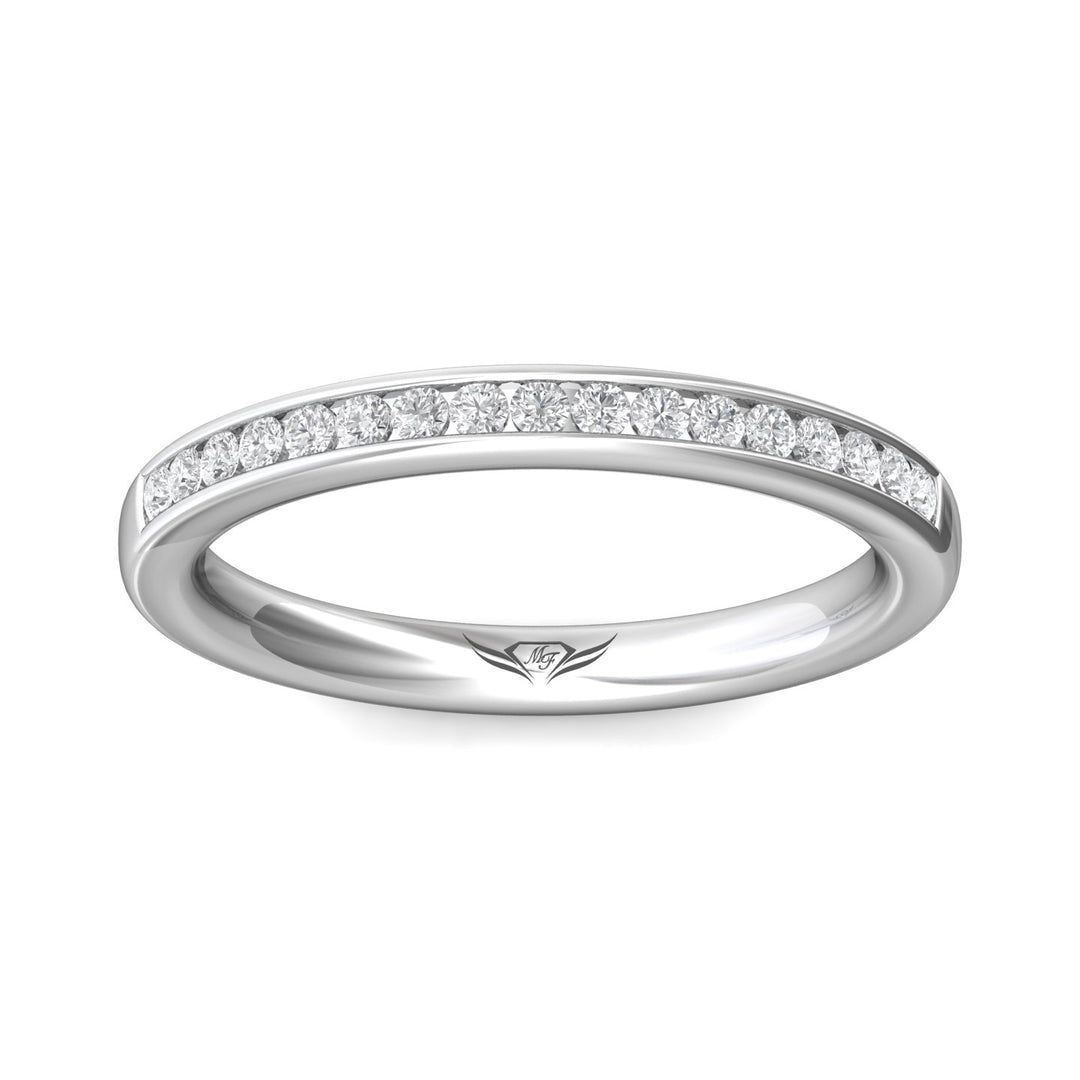 14K Gold White Channel/Shared Prong Wedding Band from the Channel/Shared Prong collection - DWBC1-.25_14KW