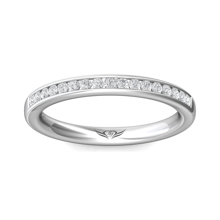 14K Gold White Channel/Shared Prong Wedding Band from the Channel/Shared Prong collection - DWBC1-.25_14KW