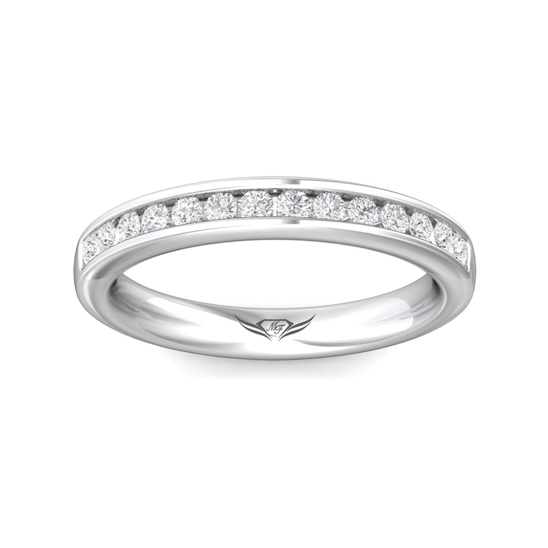 18K Gold White Channel/Shared Prong Wedding Band from the Channel/Shared Prong collection - DWBC1-.35_18KW
