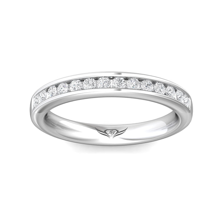 Platinum White Channel/Shared Prong Wedding Band from the Channel/Shared Prong collection - DWBC1-.35_PlatW