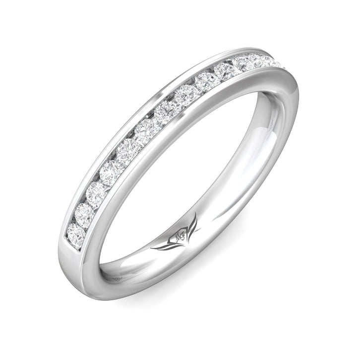 14K Gold White Channel/Shared Prong Wedding Band from the Channel/Shared Prong collection - DWBC1-.35_14KW
