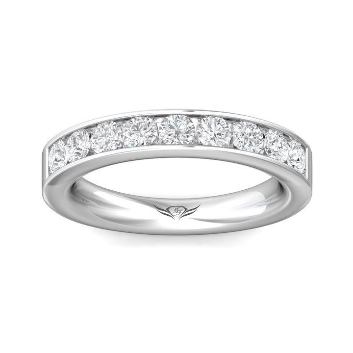 Platinum White Channel/Shared Prong Wedding Band from the Channel/Shared Prong collection - DWBC1-1.00_PlatW