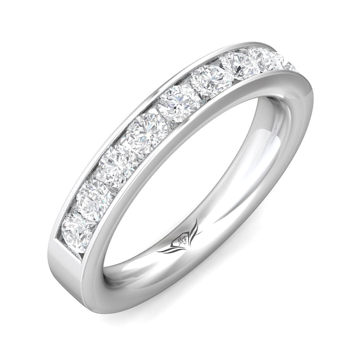 Platinum White Channel/Shared Prong Wedding Band from the Channel/Shared Prong collection - DWBC1-1.00_PlatW