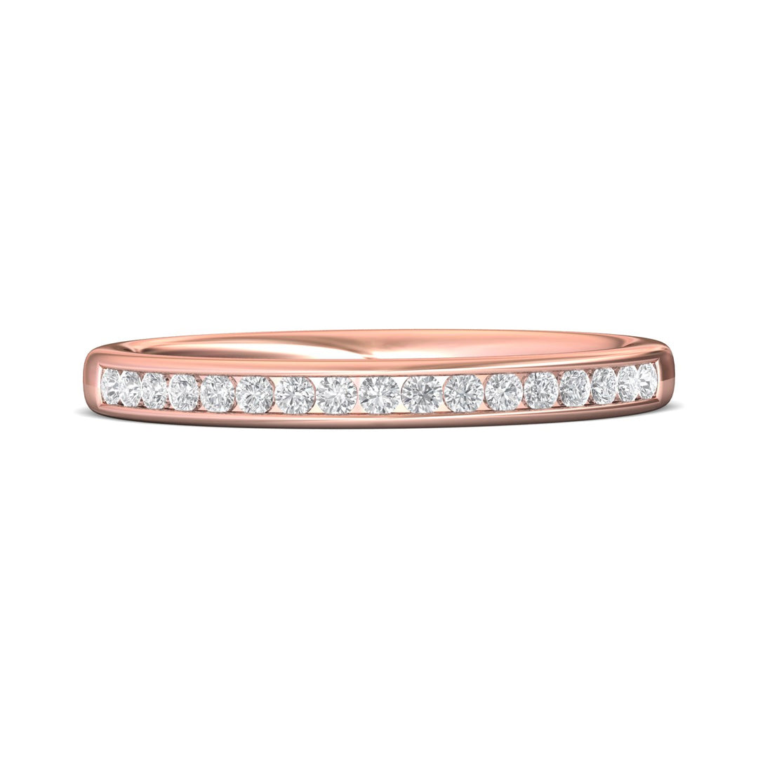 14K Gold Pink Channel/Shared Prong Wedding Band from the Channel/Shared Prong collection - DWBC1-.25_14KP