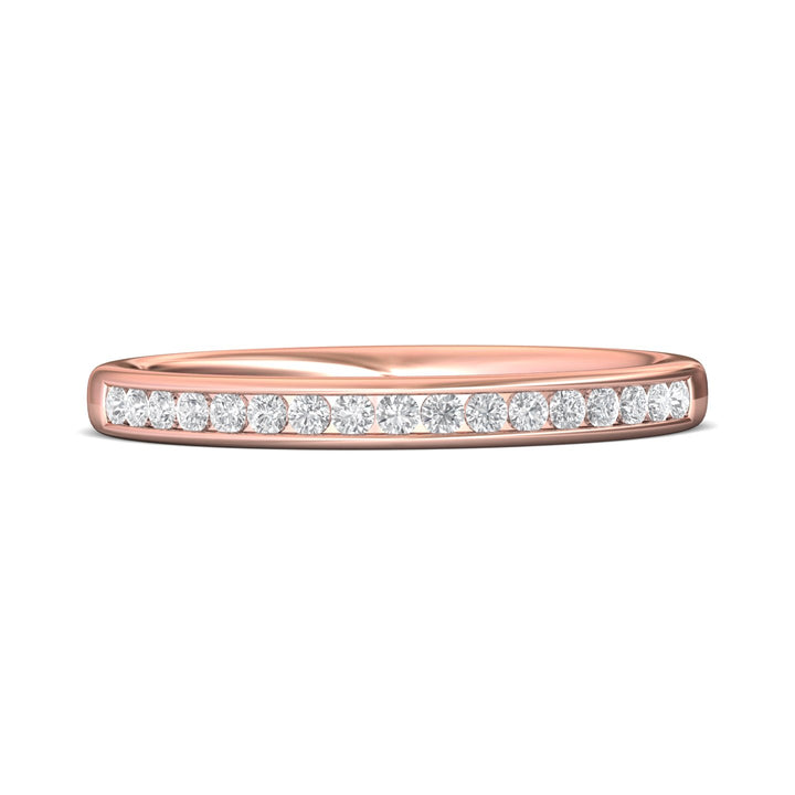 14K Gold Pink Channel/Shared Prong Wedding Band from the Channel/Shared Prong collection - DWBC1-.25_14KP