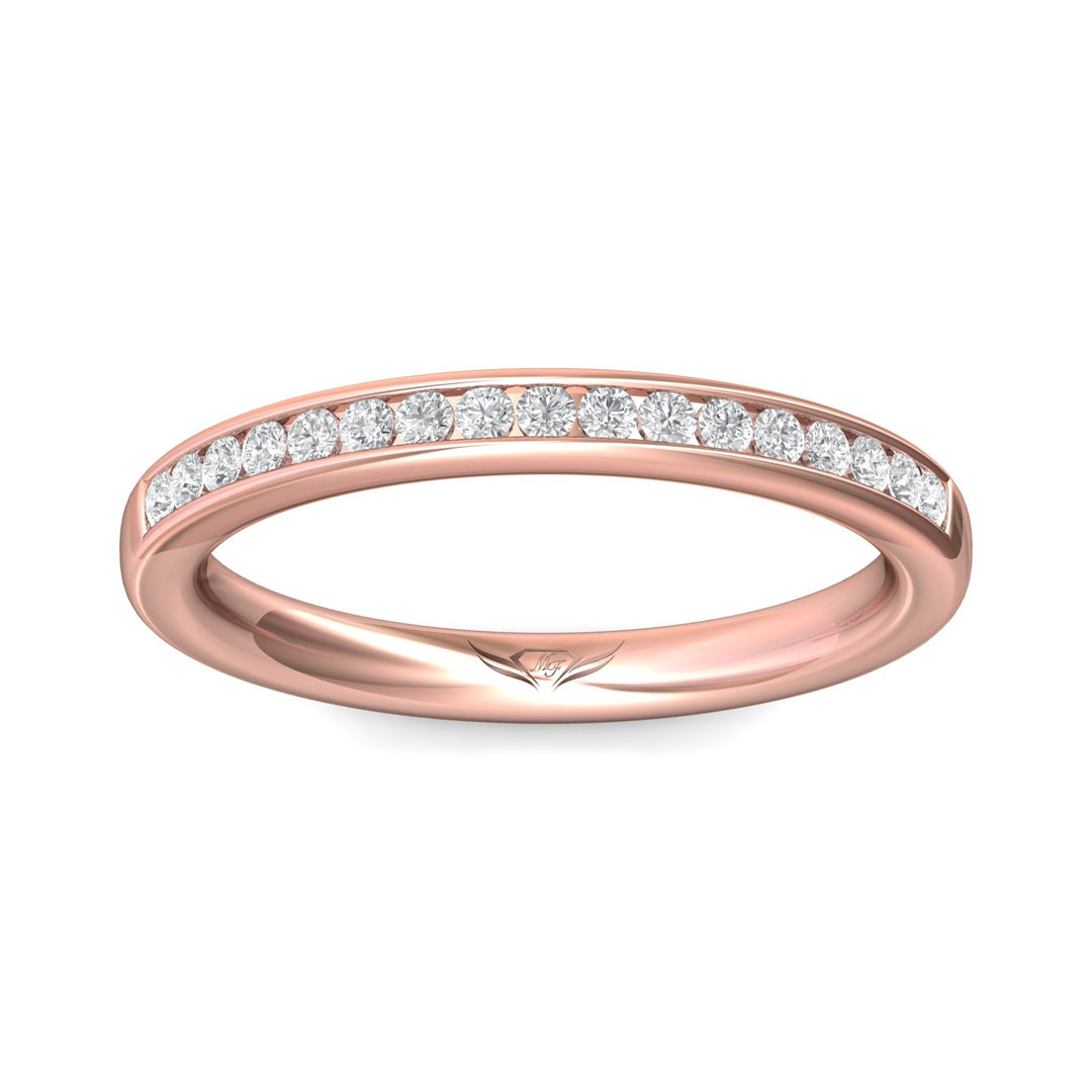14K Gold Pink Channel/Shared Prong Wedding Band from the Channel/Shared Prong collection - DWBC1-.25_14KP