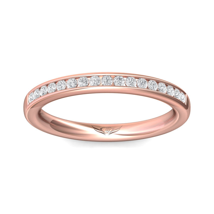 14K Gold Pink Channel/Shared Prong Wedding Band from the Channel/Shared Prong collection - DWBC1-.25_14KP