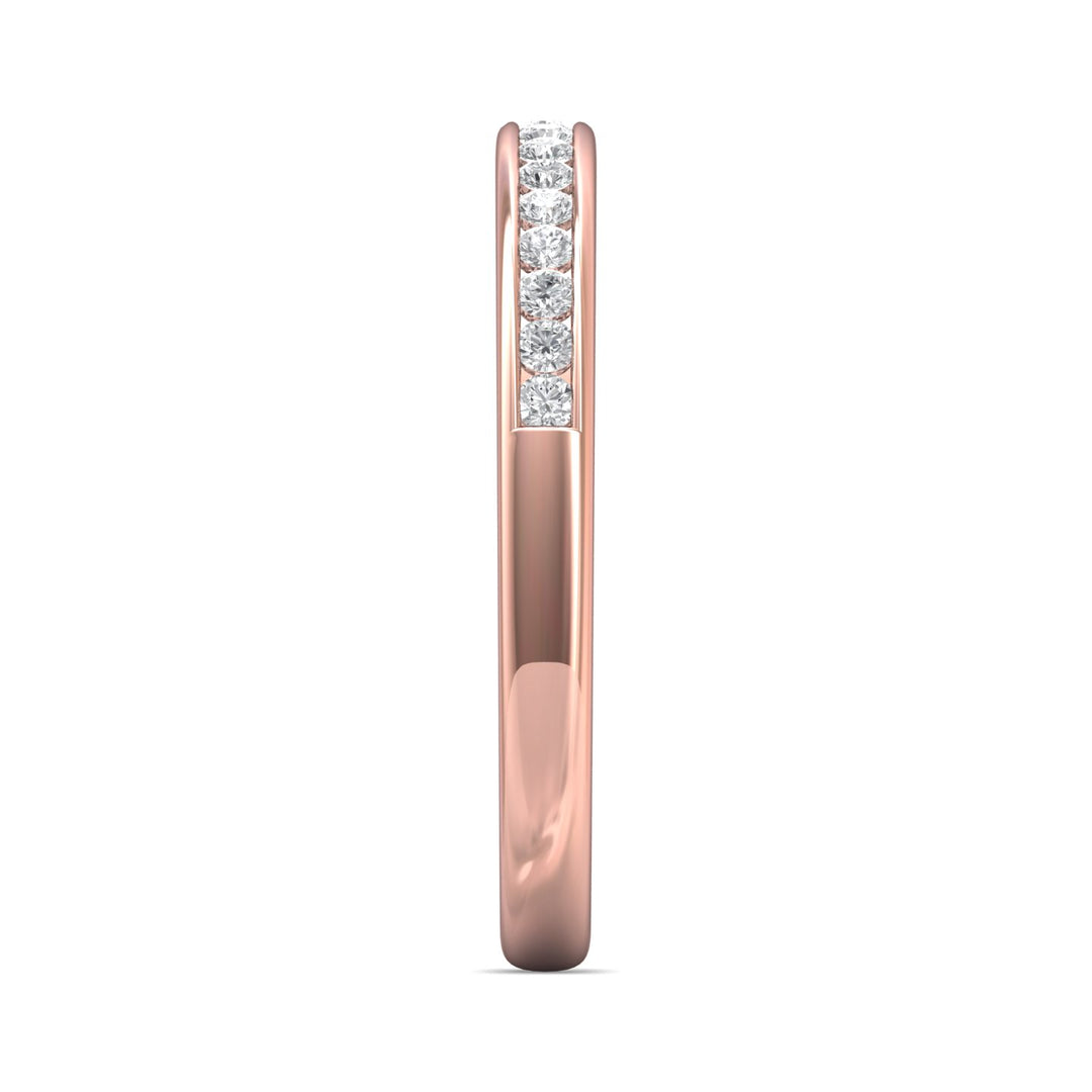 14K Gold Pink Channel/Shared Prong Wedding Band from the Channel/Shared Prong collection - DWBC1-.25_14KP