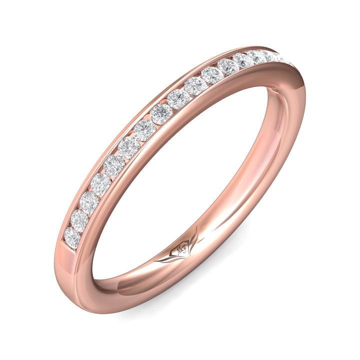14K Gold Pink Channel/Shared Prong Wedding Band from the Channel/Shared Prong collection - DWBC1-.25_14KP
