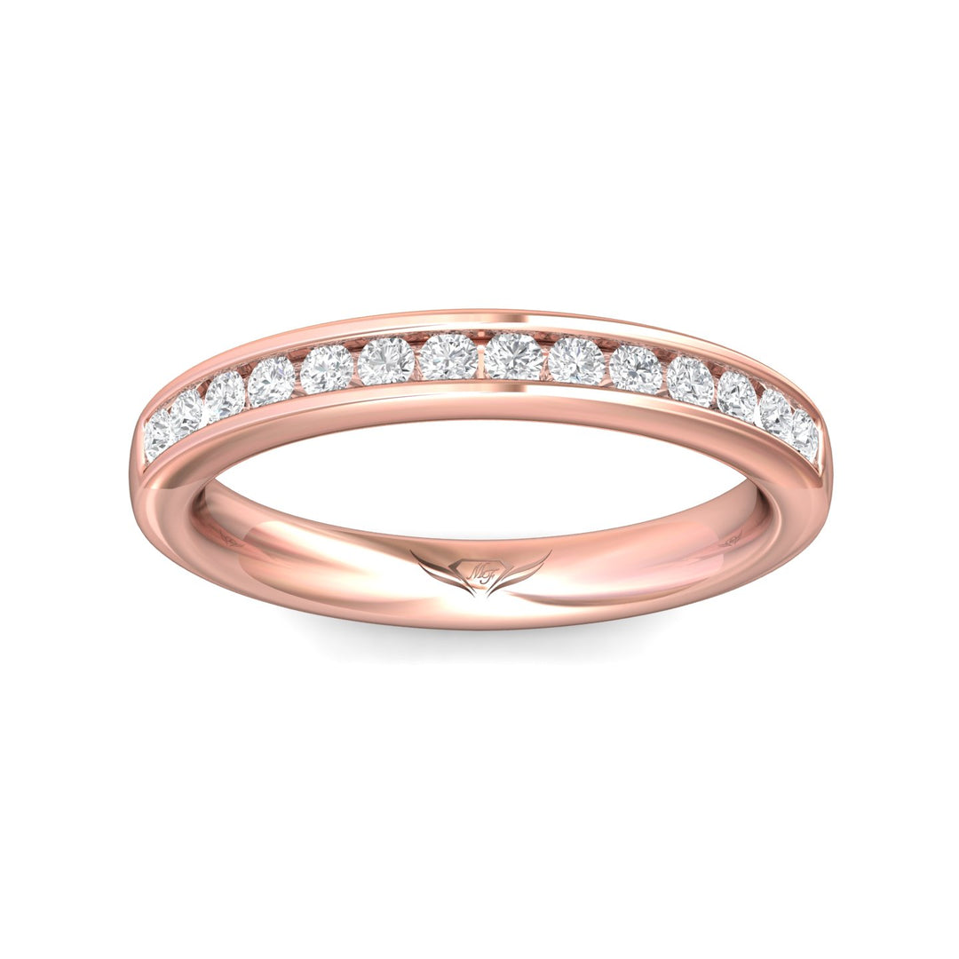 14K Gold Pink Channel/Shared Prong Wedding Band from the Channel/Shared Prong collection - DWBC1-.35_14KP