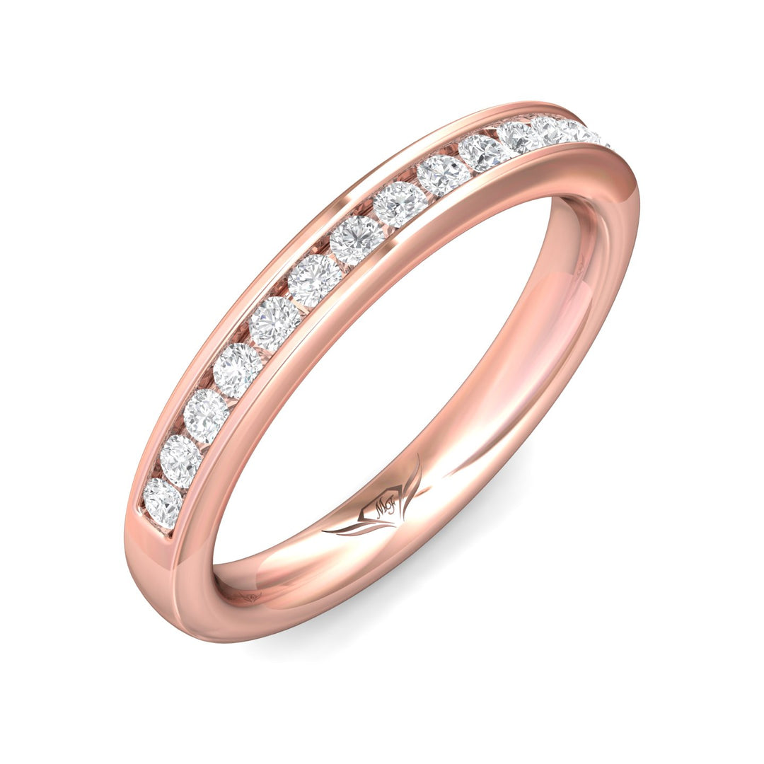 14K Gold Pink Channel/Shared Prong Wedding Band from the Channel/Shared Prong collection - DWBC1-.35_14KP