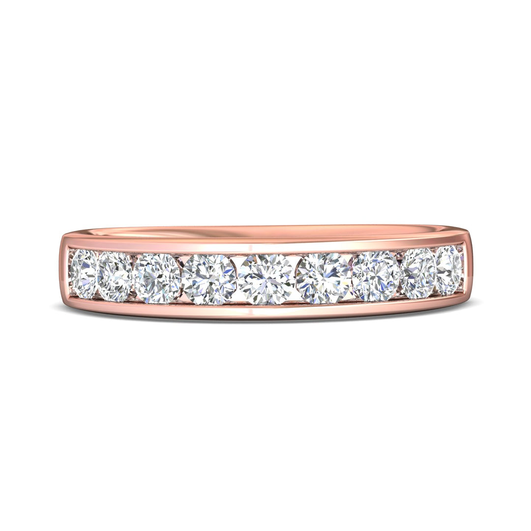 18K Gold Pink Channel/Shared Prong Wedding Band from the Channel/Shared Prong collection - DWBC1-1.00_18KP