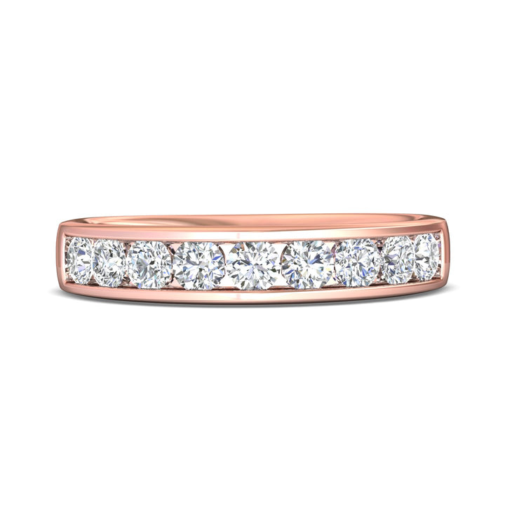 18K Gold Pink Channel/Shared Prong Wedding Band from the Channel/Shared Prong collection - DWBC1-1.00_18KP