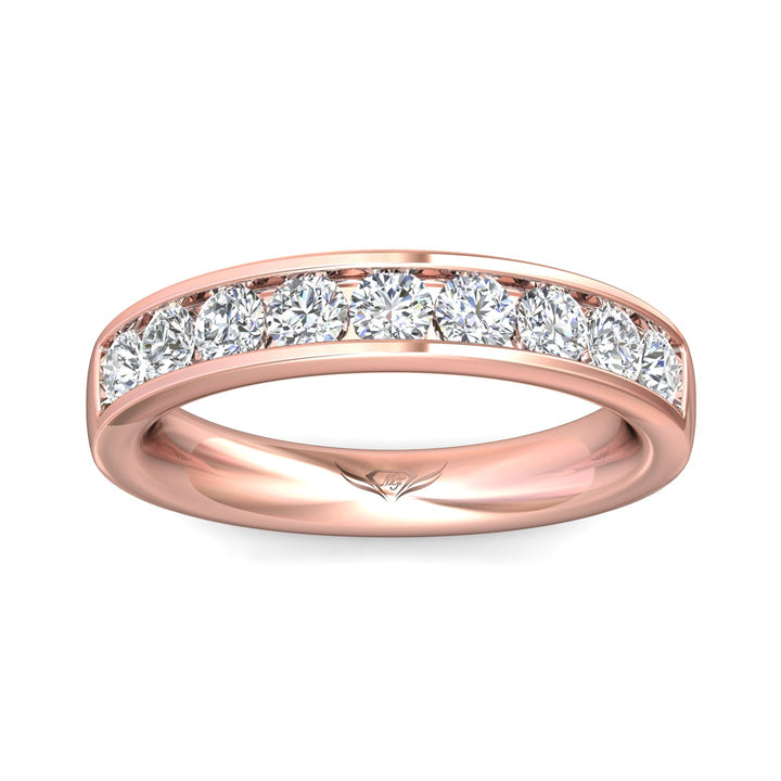 18K Gold Pink Channel/Shared Prong Wedding Band from the Channel/Shared Prong collection - DWBC1-1.00_18KP