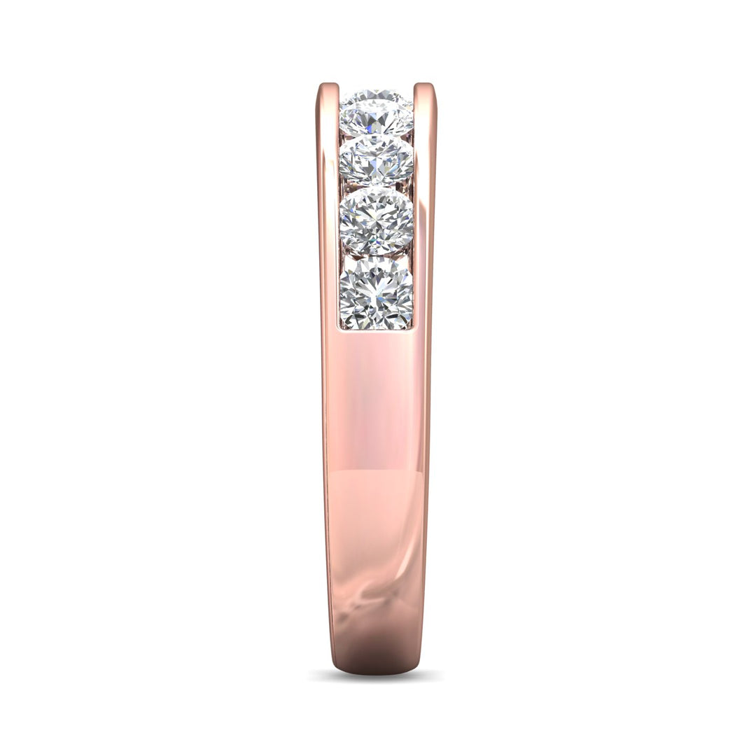 18K Gold Pink Channel/Shared Prong Wedding Band from the Channel/Shared Prong collection - DWBC1-1.00_18KP