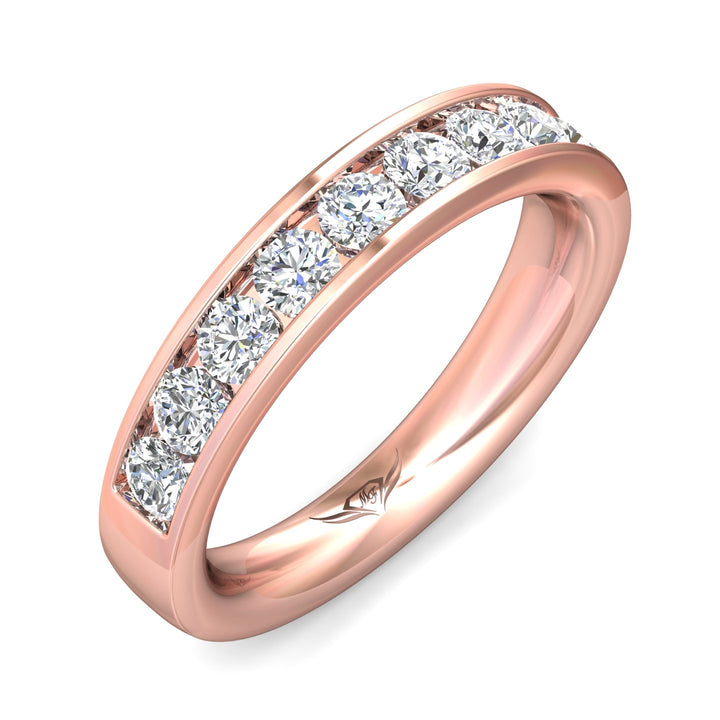 18K Gold Pink Channel/Shared Prong Wedding Band from the Channel/Shared Prong collection - DWBC1-1.00_18KP