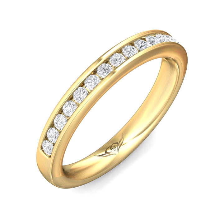18K Gold Yellow Channel/Shared Prong Wedding Band from the Channel/Shared Prong collection - DWBC1-.35_18KY