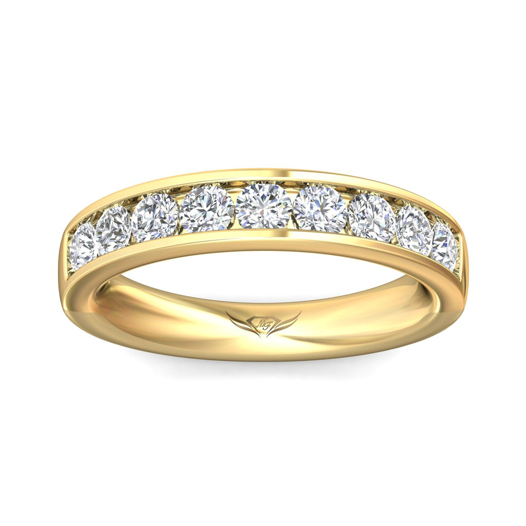 14K Gold Yellow Channel/Shared Prong Wedding Band from the Channel/Shared Prong collection - DWBC1-1.00_14KY