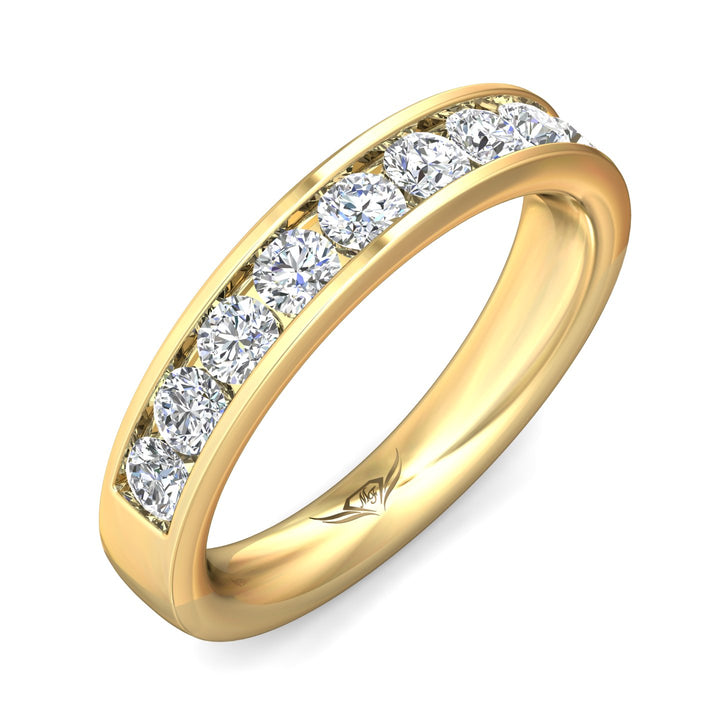 18K Gold Yellow Channel/Shared Prong Wedding Band from the Channel/Shared Prong collection - DWBC1-1.00_18KY