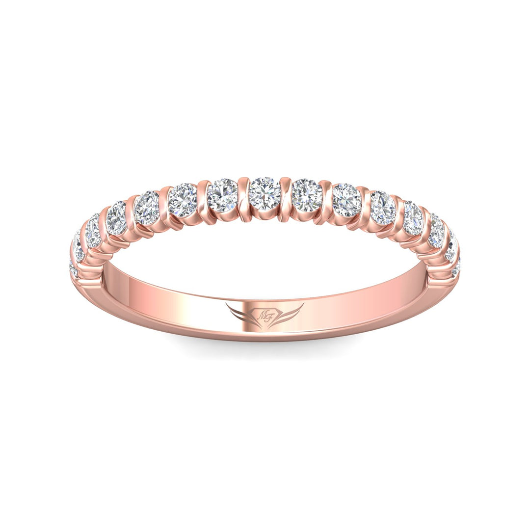 18K Gold Pink Channel/Shared Prong Wedding Band from the Channel/Shared Prong collection - DWBC8-.35_18KP