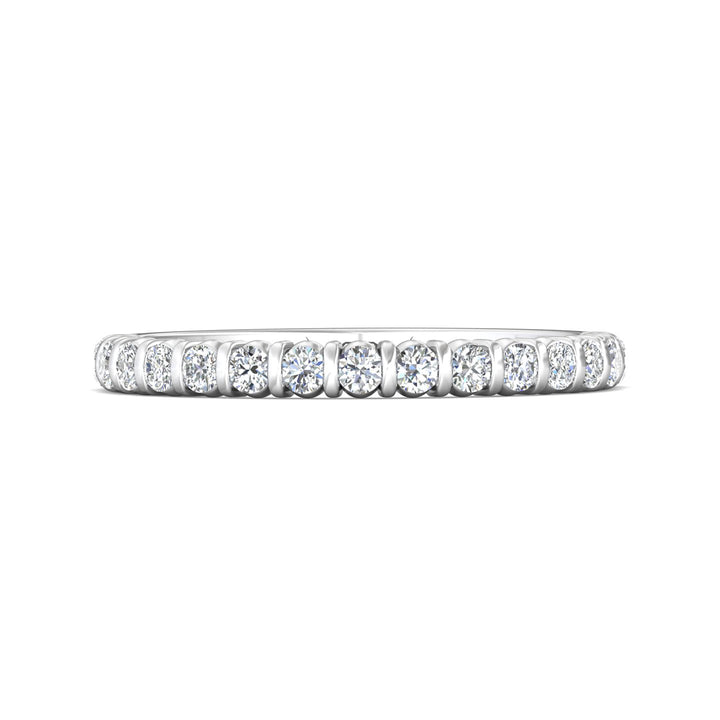 14K Gold White Channel/Shared Prong Wedding Band from the Channel/Shared Prong collection - DWBC8-.35_14KW