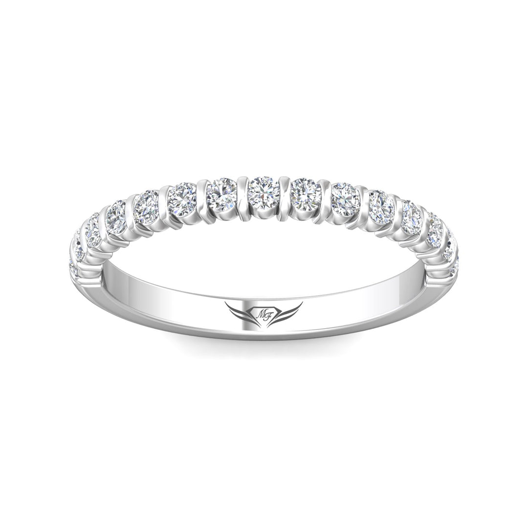 14K Gold White Channel/Shared Prong Wedding Band from the Channel/Shared Prong collection - DWBC8-.35_14KW