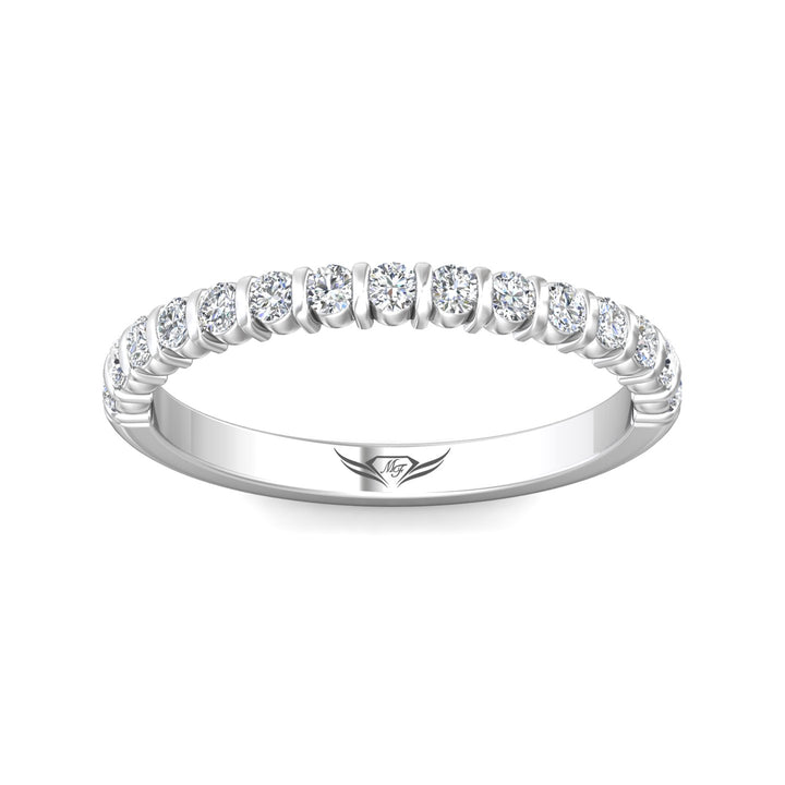 18K Gold White Channel/Shared Prong Wedding Band from the Channel/Shared Prong collection - DWBC8-.35_18KW