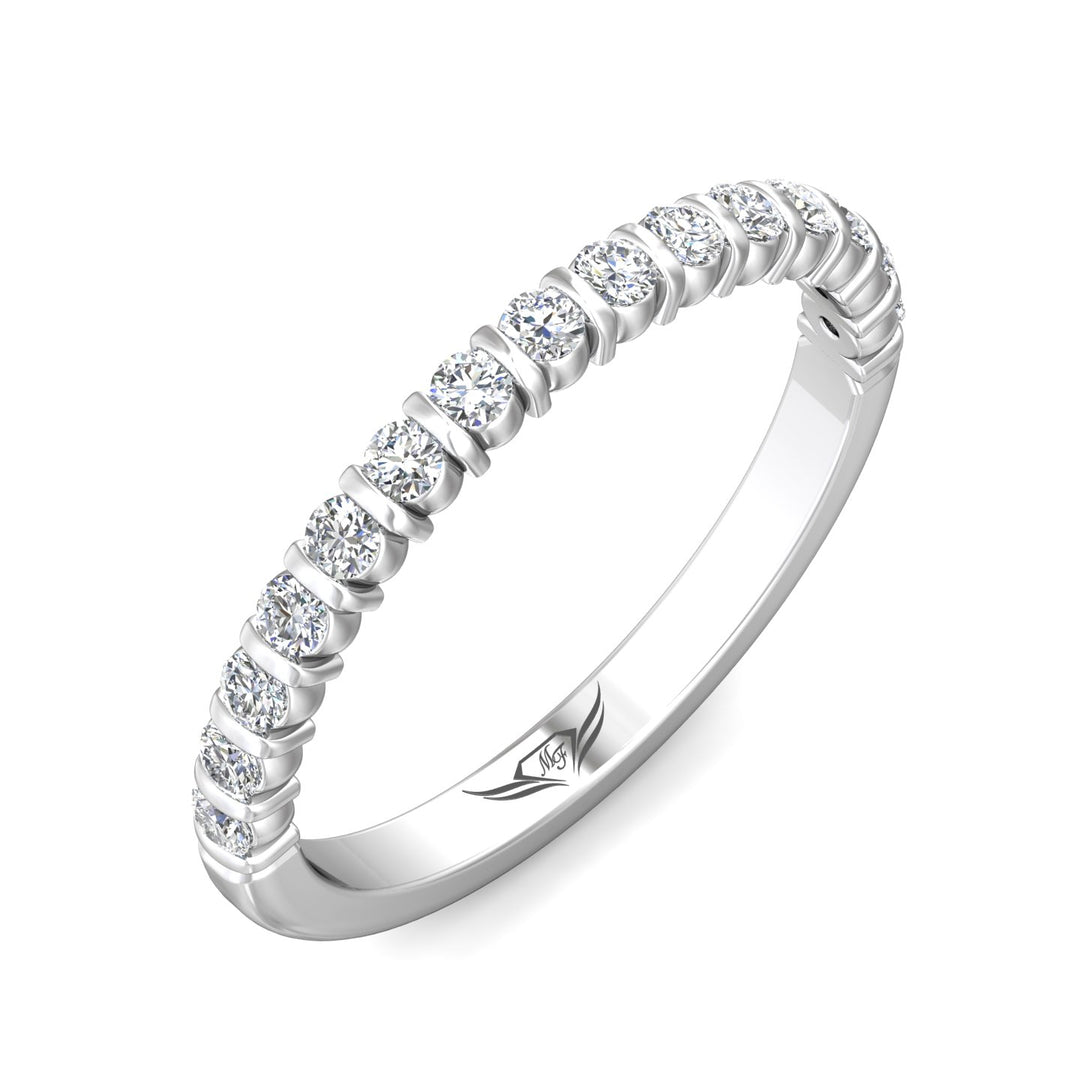18K Gold White Channel/Shared Prong Wedding Band from the Channel/Shared Prong collection - DWBC8-.35_18KW