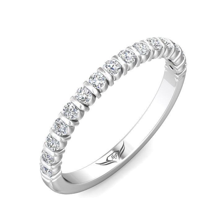 18K Gold White Channel/Shared Prong Wedding Band from the Channel/Shared Prong collection - DWBC8-.35_18KW