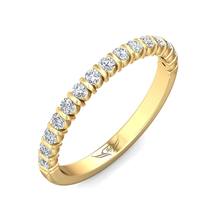 18K Gold Yellow Channel/Shared Prong Wedding Band from the Channel/Shared Prong collection - DWBC8-.35_18KY