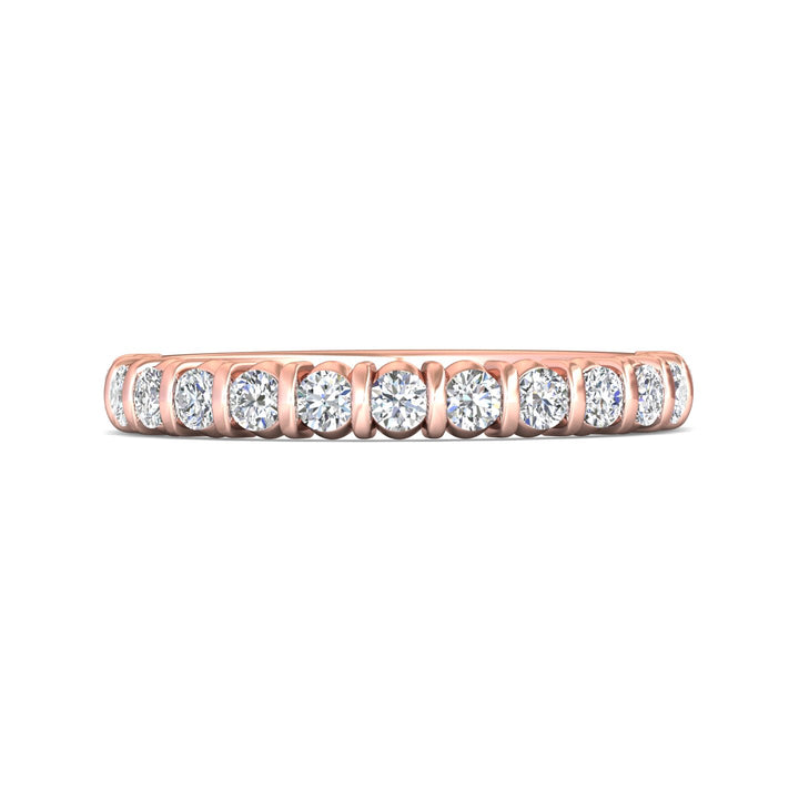 14K Gold Pink Channel/Shared Prong Wedding Band from the Channel/Shared Prong collection - DWBC8-.50_14KP