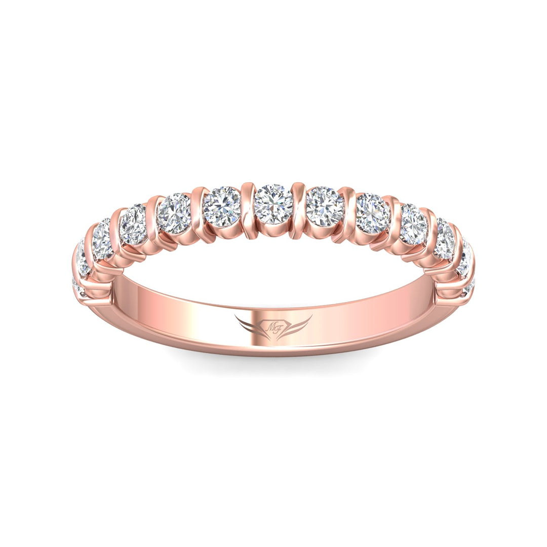 14K Gold Pink Channel/Shared Prong Wedding Band from the Channel/Shared Prong collection - DWBC8-.50_14KP