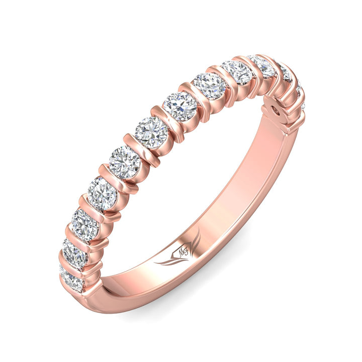 14K Gold Pink Channel/Shared Prong Wedding Band from the Channel/Shared Prong collection - DWBC8-.50_14KP