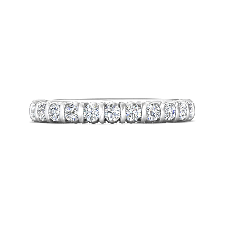 18K Gold White Channel/Shared Prong Wedding Band from the Channel/Shared Prong collection - DWBC8-.50_18KW