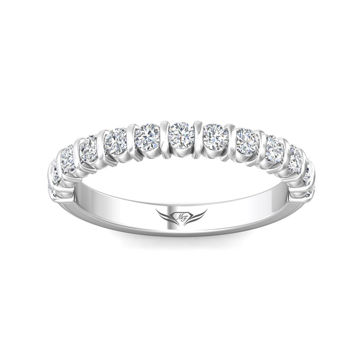 Platinum White Channel/Shared Prong Wedding Band from the Channel/Shared Prong collection - DWBC8-.50_PlatW