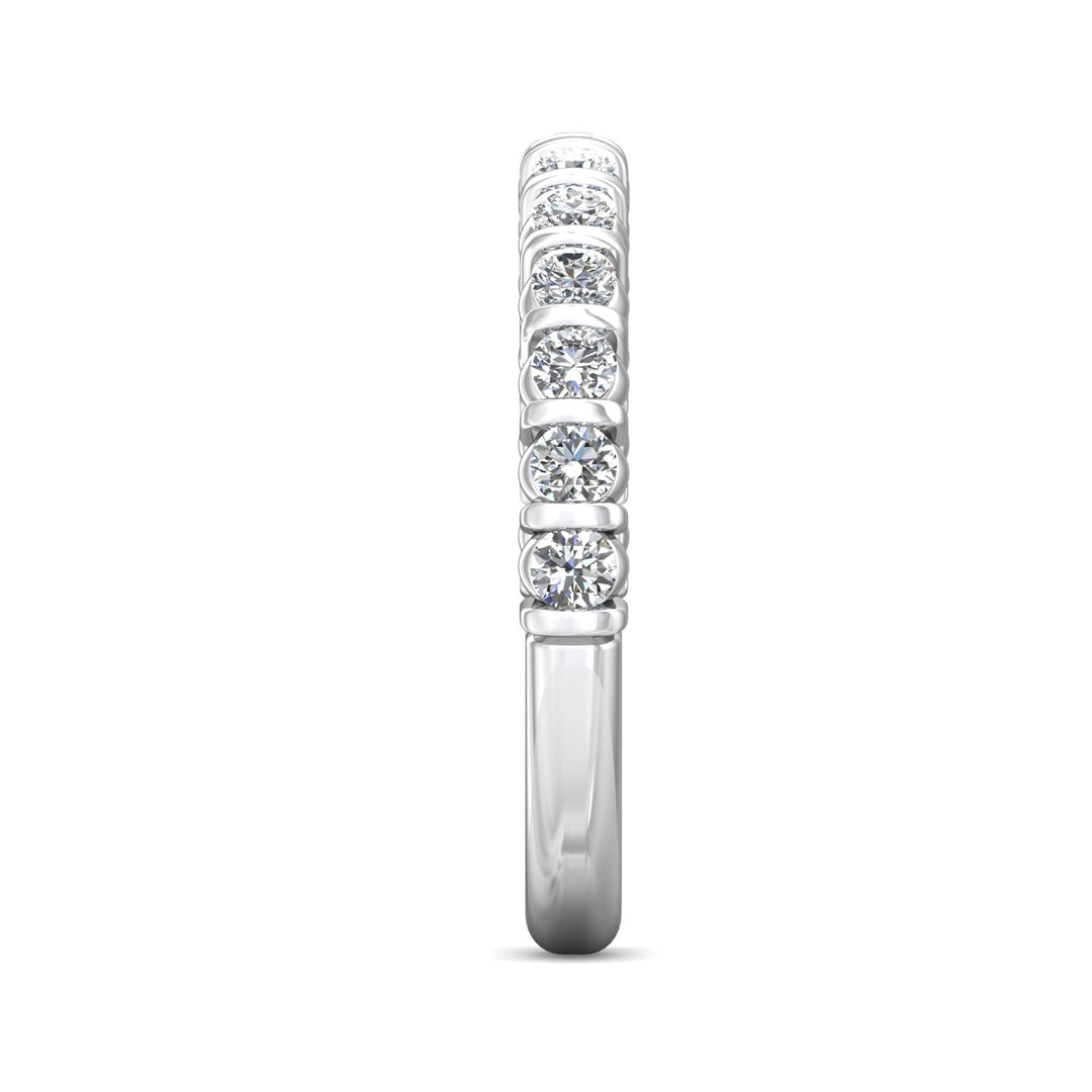 Platinum White Channel/Shared Prong Wedding Band from the Channel/Shared Prong collection - DWBC8-.50_PlatW