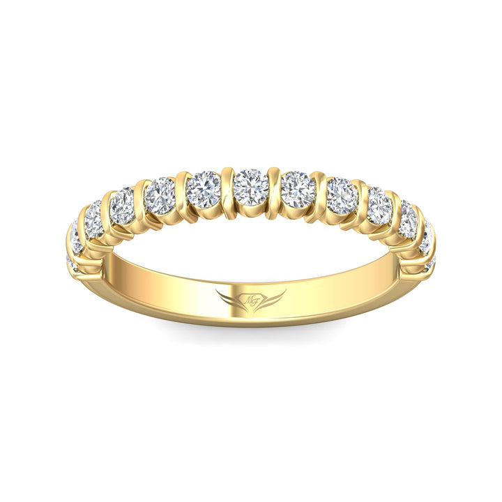 18K Gold Yellow Channel/Shared Prong Wedding Band from the Channel/Shared Prong collection - DWBC8-.50_18KY