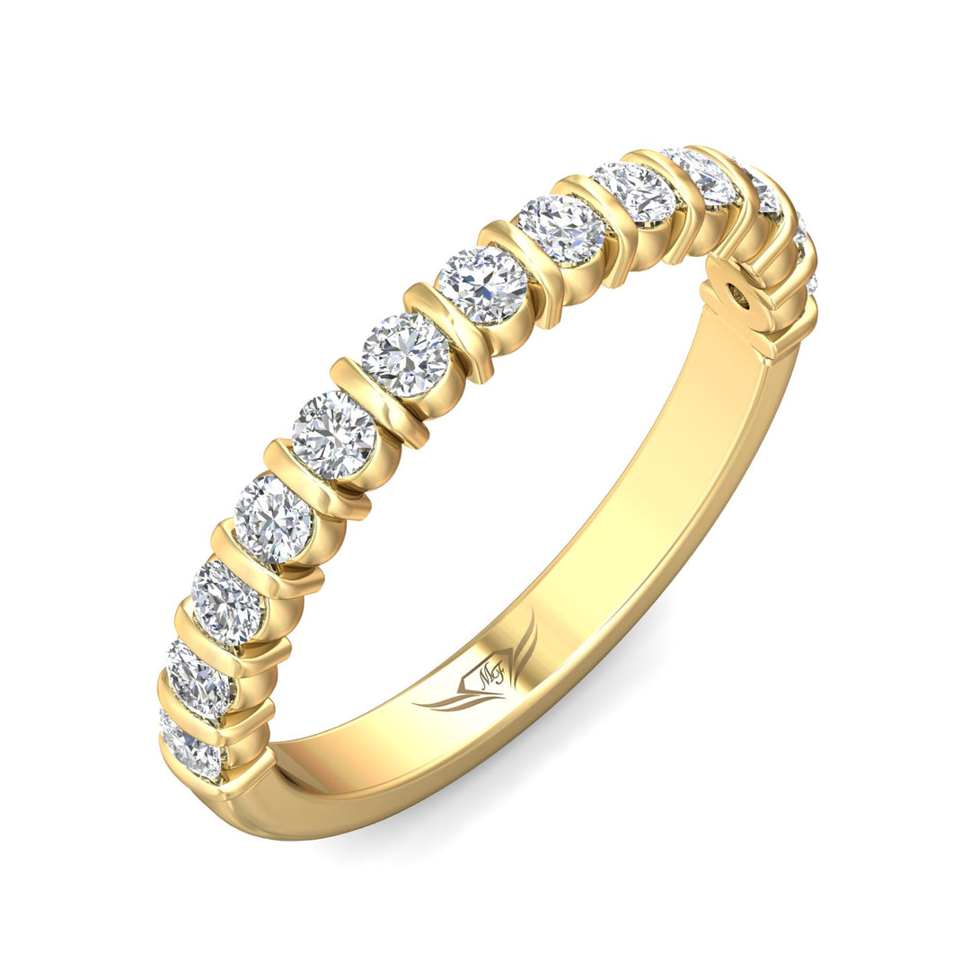 18K Gold Yellow Channel/Shared Prong Wedding Band from the Channel/Shared Prong collection - DWBC8-.50_18KY