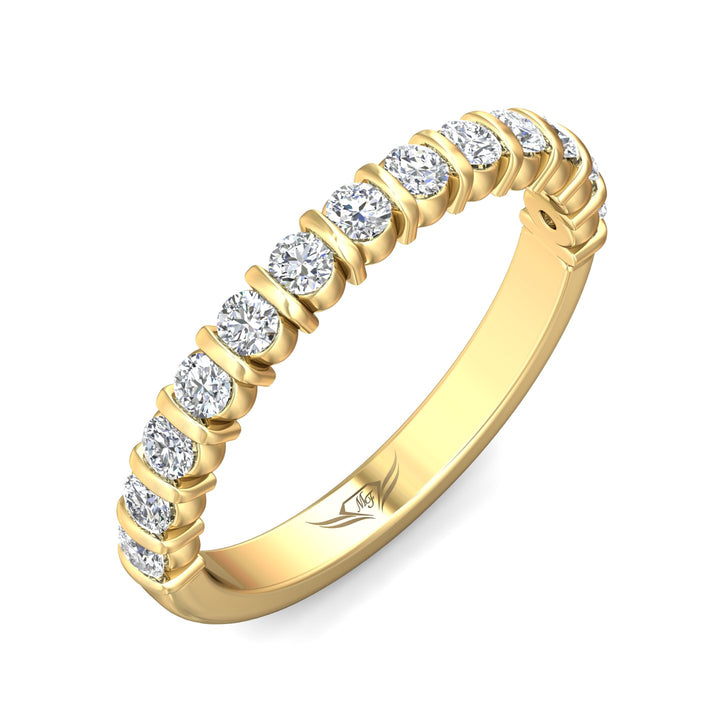 18K Gold Yellow Channel/Shared Prong Wedding Band from the Channel/Shared Prong collection - DWBC8-.50_18KY