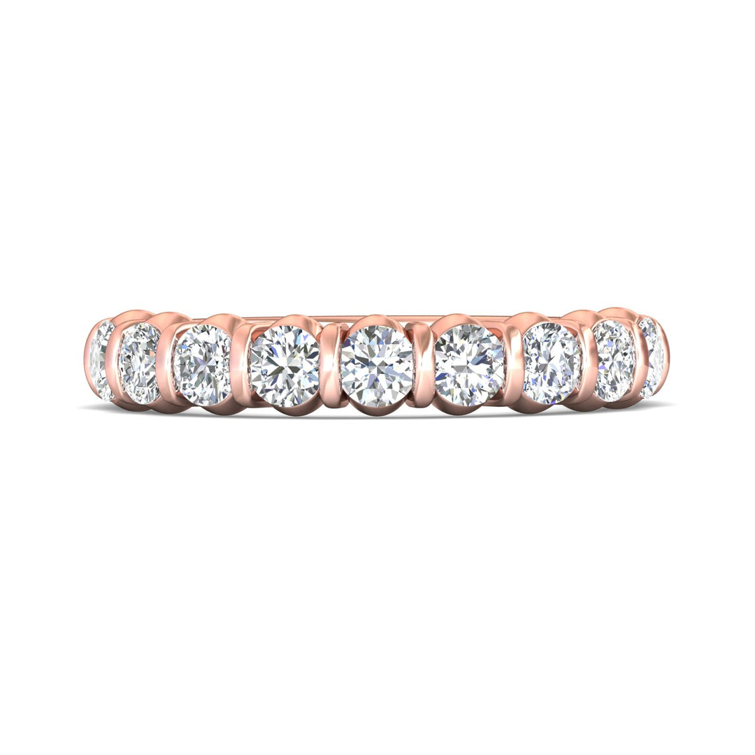 14K Gold Pink Channel/Shared Prong Wedding Band from the Channel/Shared Prong collection - DWBC8-1.00_14KP