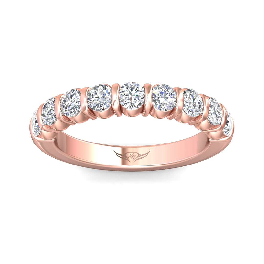 14K Gold Pink Channel/Shared Prong Wedding Band from the Channel/Shared Prong collection - DWBC8-1.00_14KP