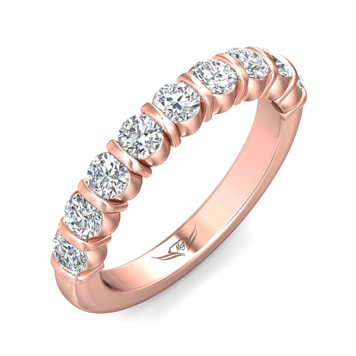 18K Gold Pink Channel/Shared Prong Wedding Band from the Channel/Shared Prong collection - DWBC8-1.00_18KP