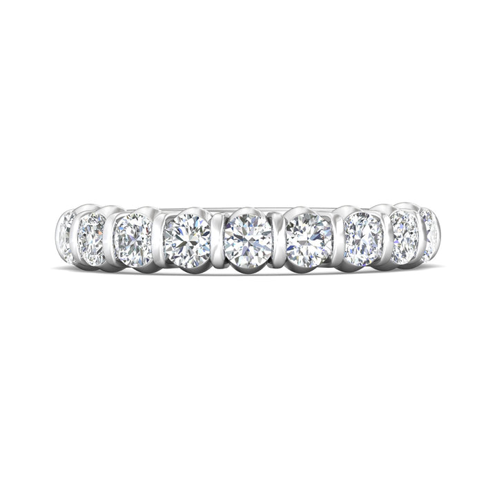 18K Gold White Channel/Shared Prong Wedding Band from the Channel/Shared Prong collection - DWBC8-1.00_18KW
