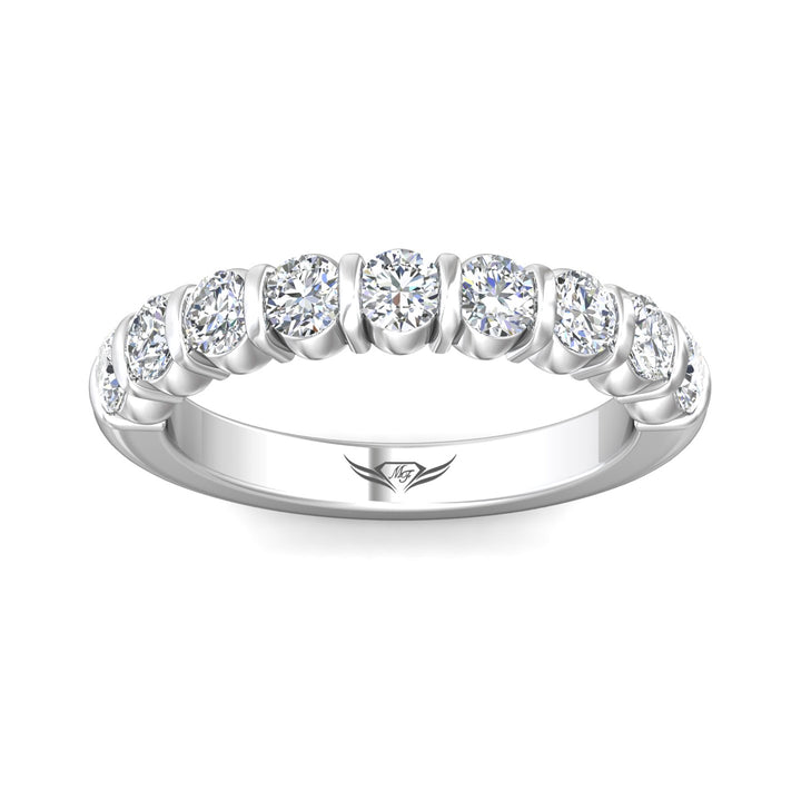 Platinum White Channel/Shared Prong Wedding Band from the Channel/Shared Prong collection - DWBC8-1.00_PlatW