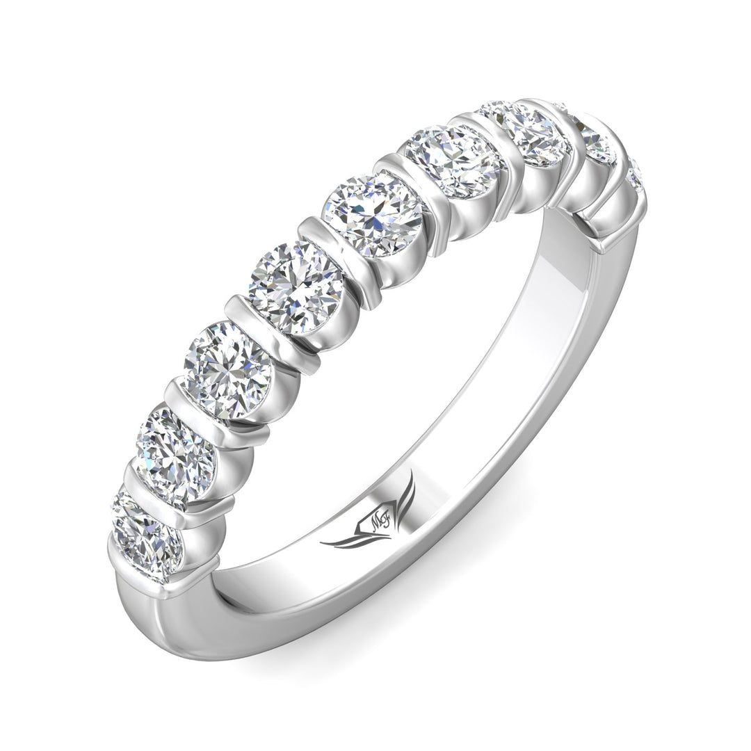 18K Gold White Channel/Shared Prong Wedding Band from the Channel/Shared Prong collection - DWBC8-1.00_18KW