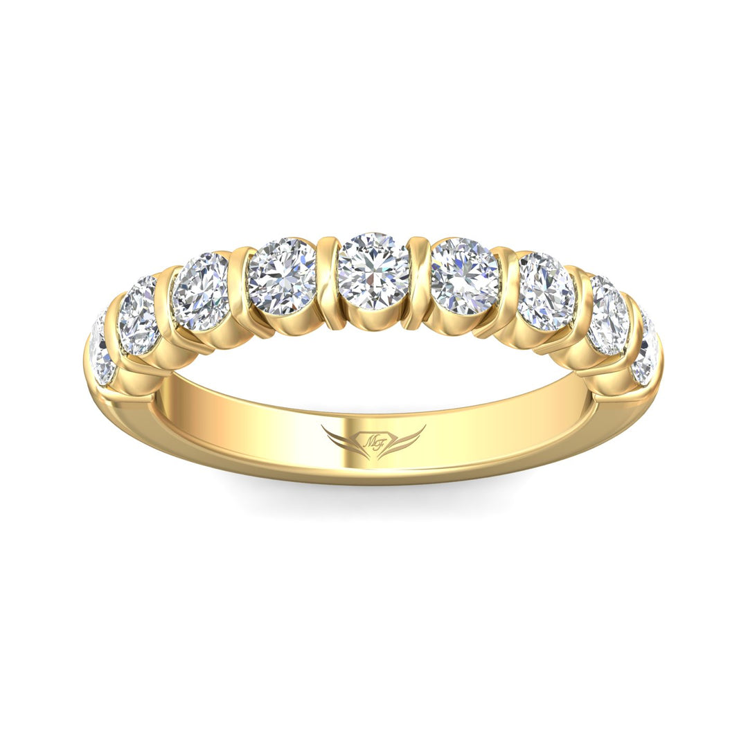 18K Gold Yellow Channel/Shared Prong Wedding Band from the Channel/Shared Prong collection - DWBC8-1.00_18KY