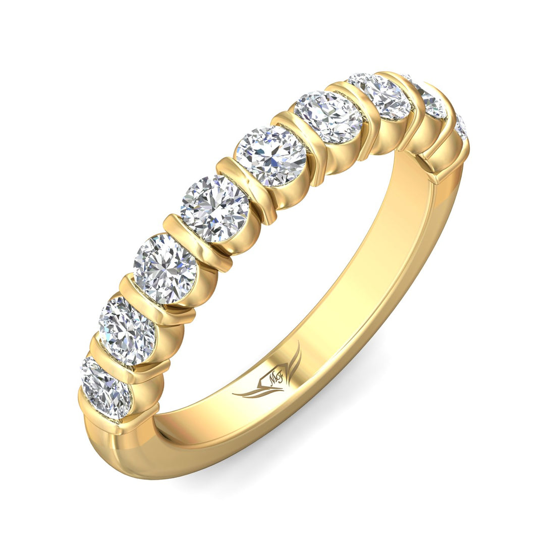 18K Gold Yellow Channel/Shared Prong Wedding Band from the Channel/Shared Prong collection - DWBC8-1.00_18KY