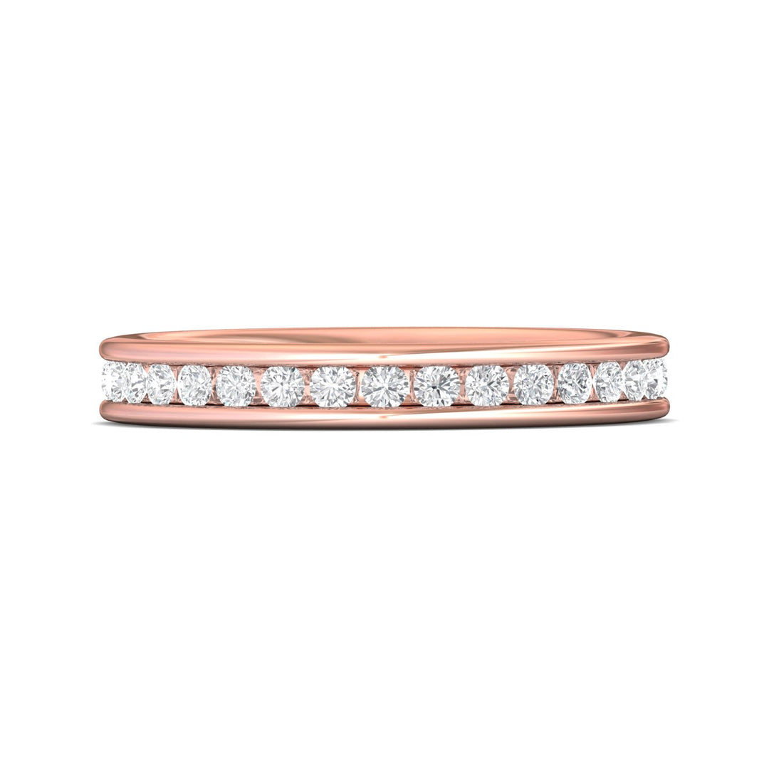 14K Gold Pink Channel/Shared Prong Wedding Band from the Channel/Shared Prong collection - DWBFC1-1.00_14KP